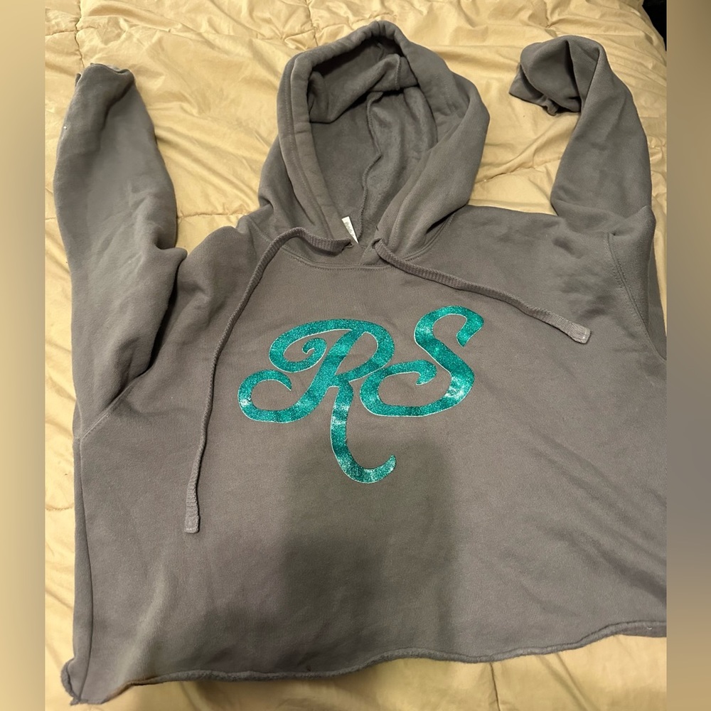 Rs Gray Womens Cropped Sweatshirt With Hood Size S